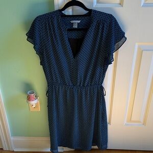 H&M Blue Scalloped Patterned Mini Dress